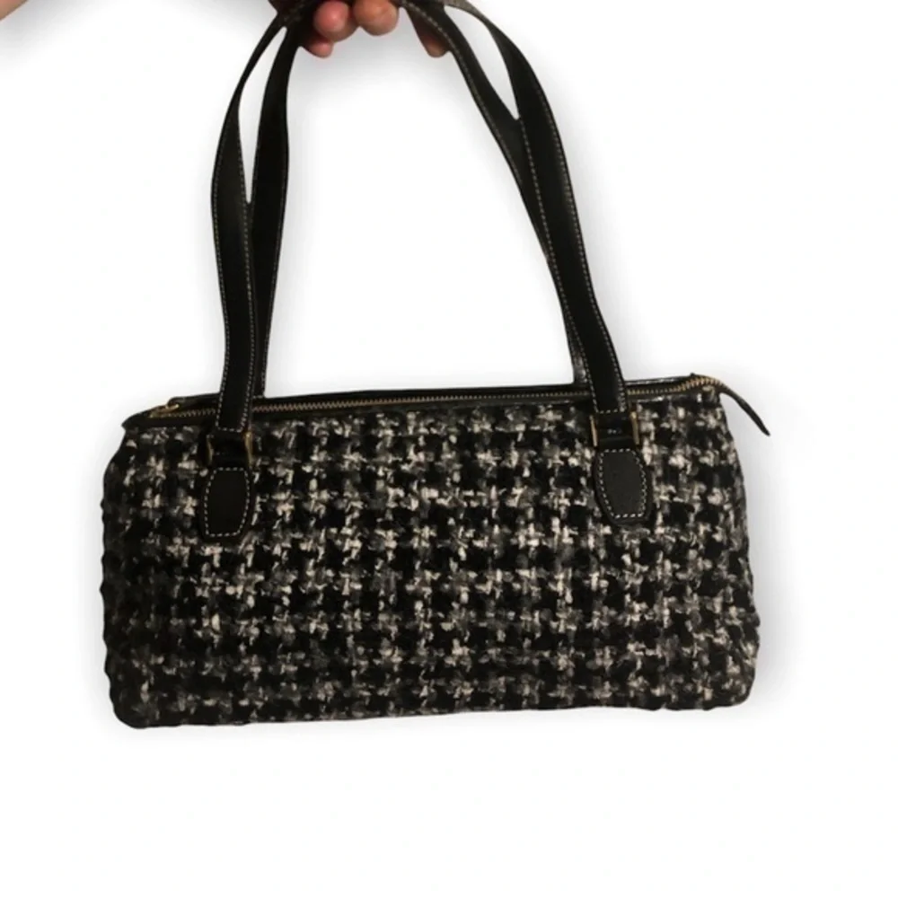 Kate spade black gray and white wool bag made in Italy